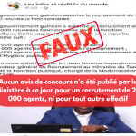 Guinée : attention, l’annonce du recrutement de 20 000 fonctionnaires qui circule sur Facebook est fausse